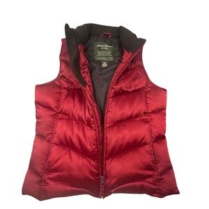 Eddie Bauer‎ Women's Red Quilted Goose Down Insulated Puffer Vest S